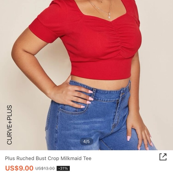 plus bust crop milkmaid Tee - Picture 3 of 5